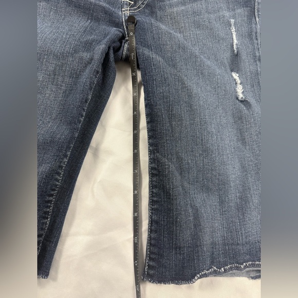 7 For All Mankind Denim Bermuda Shorts 28 Distressed Raw Hem USA Made - Picture 10 of 10